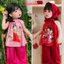 Bộ Yếm Mặc Tết cho bé gái có in hình, Sét Yếm 2 Dây Cho Bé Gái lụa gấm chất mềm đẹp BB07- BEEKIDS