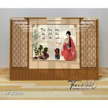 Tranh Spa dưỡng sinh, tranh Spa bấm huyệt massage treo tường, tranh Spa gội đầu đông y dược liệu tráng gương SPQC280