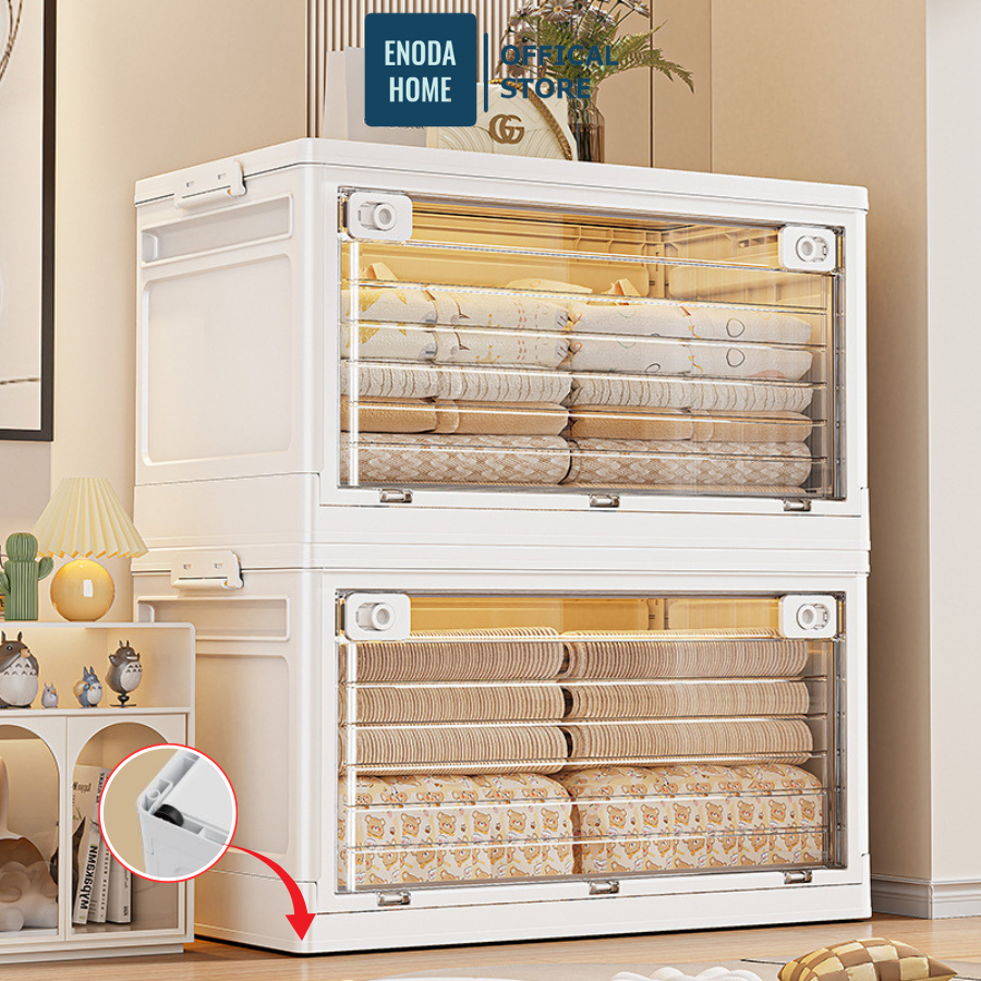 Thùng Đựng Đồ Đa Năng Gấp Gọn ENODA HOME, Hộp Nhựa Đựng Quần Áo, Đồ Chơi, Sách Vở, Kích Thước Lớn, Có Bánh Xe Q420
