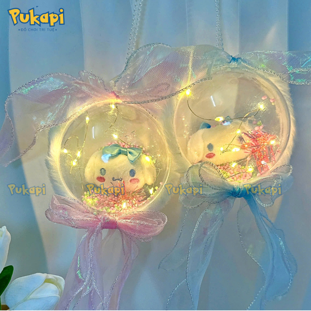 Lồng Đèn Trung Thu Cho Bé Đèn Lồng Kuromi Dễ Thương Lồng Đèn Tròn Nơ Kèm Đèn Led-Đồ Chơi Cho Bé PUKAPI