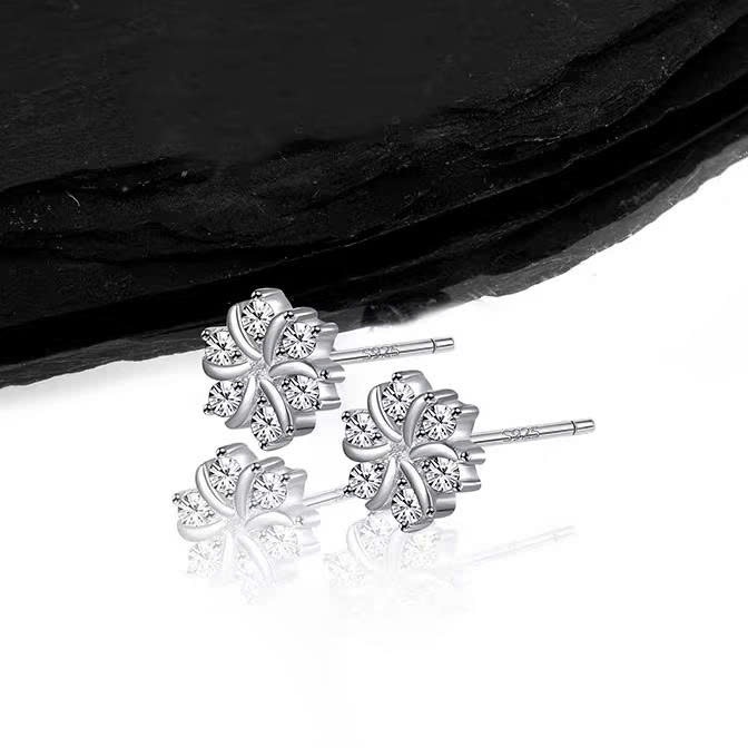 Khuyên tai nam thanh thẳng bạc S925 Snow Flower hình bông tuyết đính đá KN151 (1 chiếc) | GEMY SILVER