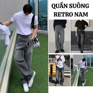 Quần Jean Nam FABUMAN Ống Rộng Cạp Cao Màu RETRO Phong Cách Hàn Quốc Vải BÒ Dày Dặn Màu Đen Xám