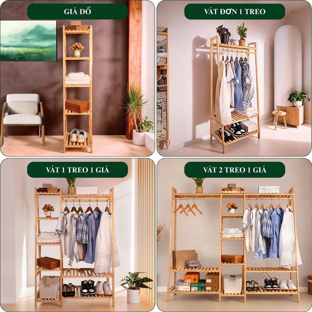 [TV-K003]Kệ Treo Quần Áo Vát Gỗ Tự Nhiên Hàn Quốc Size Nhỏ, Giá Để Giày Túi Xách Trang Trí Decor Phòng