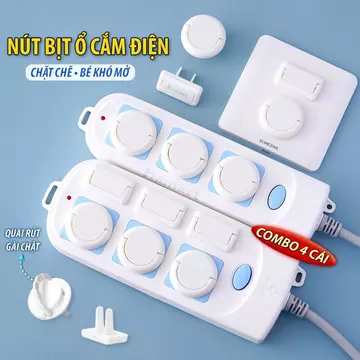 Nút Bịt Ổ Điện Chống Giật An Toàn Cho Bé Có Quai Rút Đầu Nắp Che Bảo Vệ Ổ Cắm Tiện Lợi