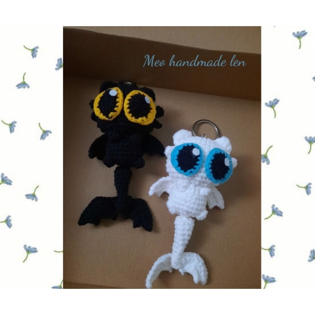 Móc khóa rồng răng sún - bí kiếp luyện rồng - tootless - handmade len - amiguri - crochet