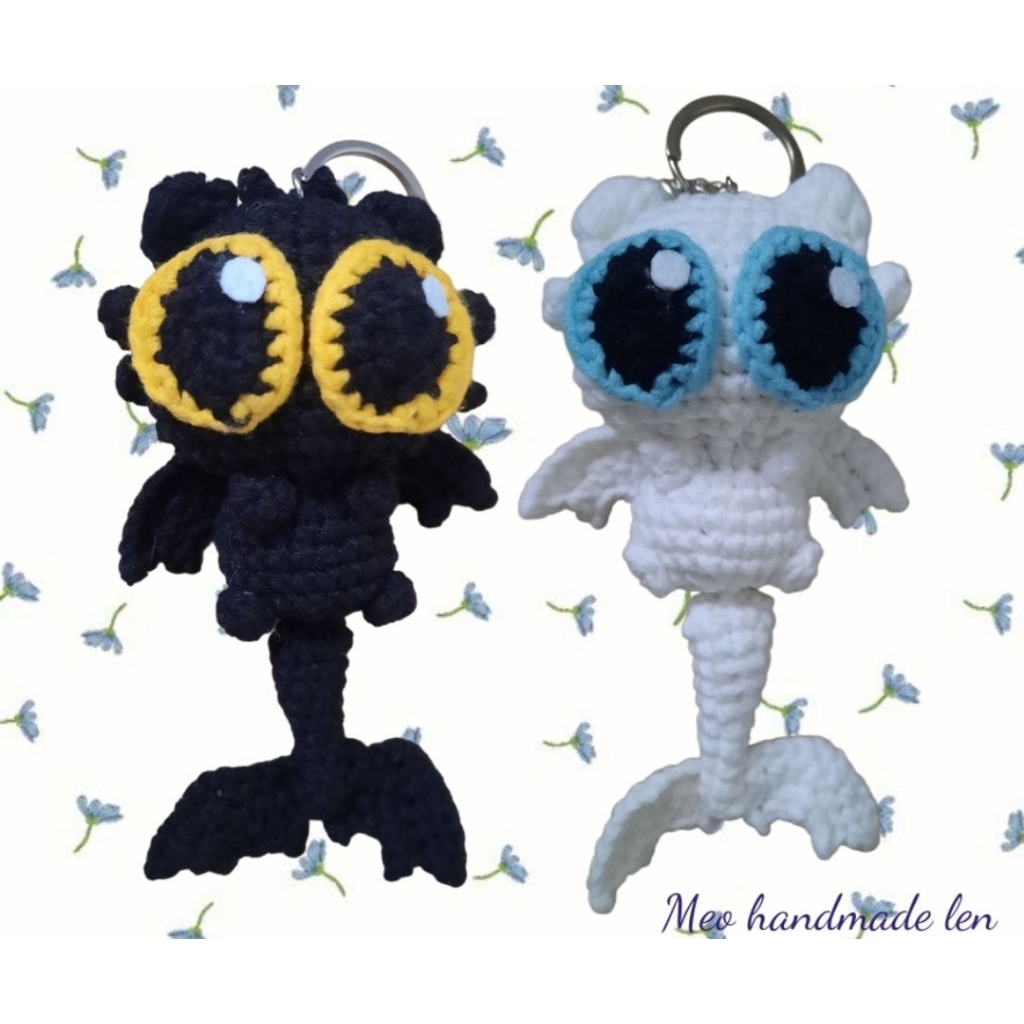 Móc khóa rồng răng sún - bí kiếp luyện rồng - tootless - handmade len - amiguri - crochet