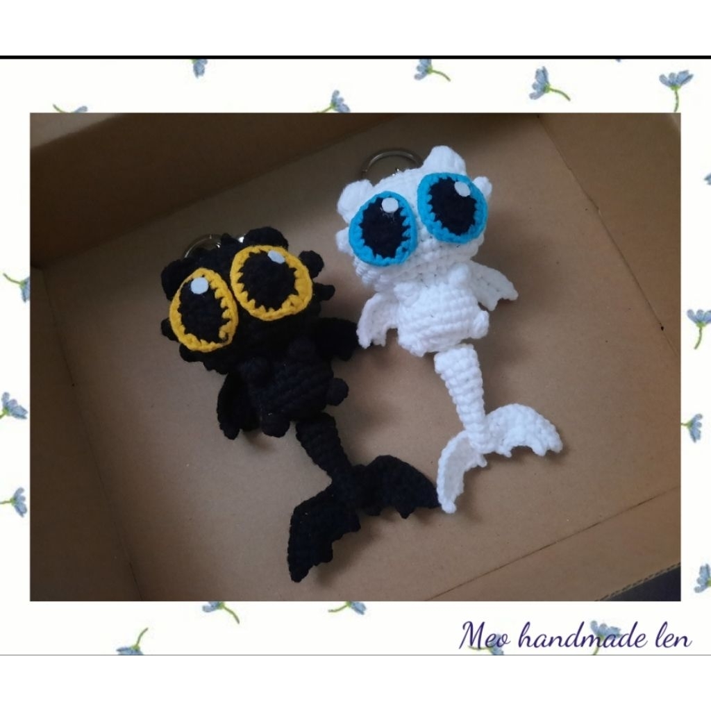 Móc khóa rồng răng sún - bí kiếp luyện rồng - tootless - handmade len - amiguri - crochet