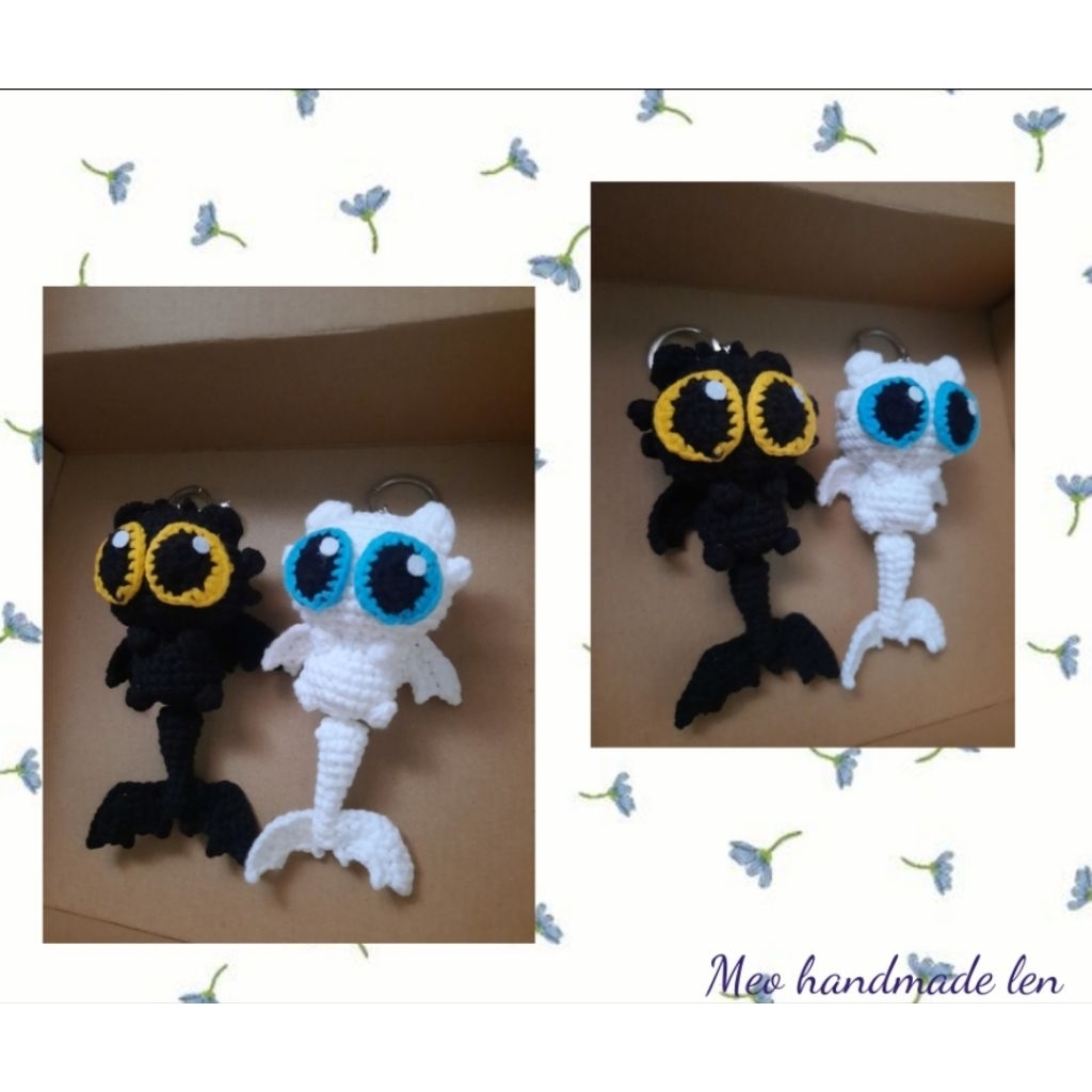 Móc khóa rồng răng sún - bí kiếp luyện rồng - tootless - handmade len - amiguri - crochet