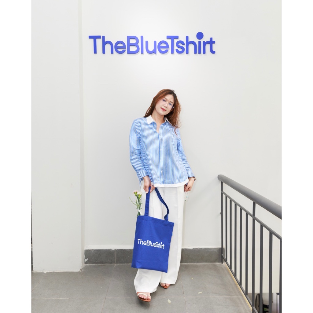 TheBlueTshirt - Túi tote vải canvas xanh đeo đa năng - People Tote