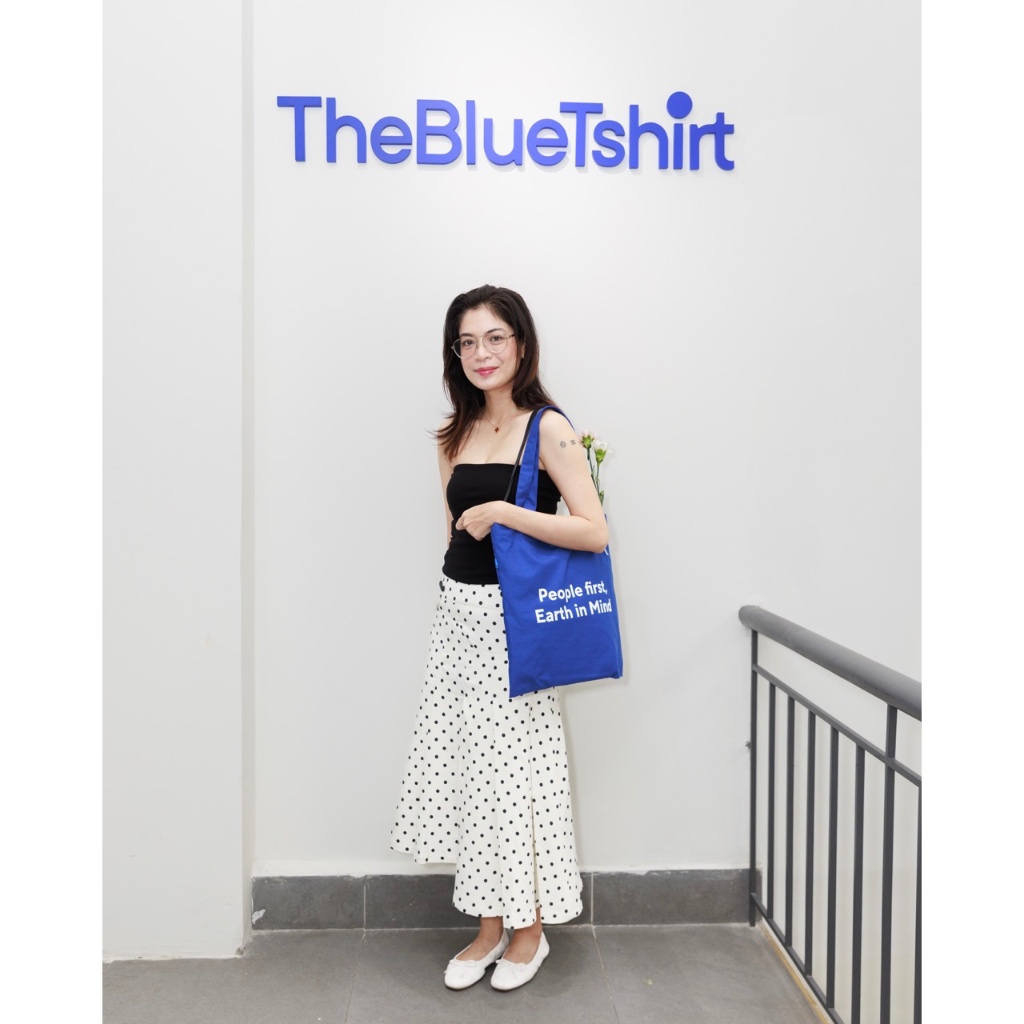 TheBlueTshirt - Túi tote vải canvas xanh đeo đa năng - People Tote