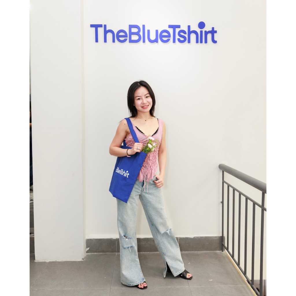 TheBlueTshirt - Túi tote vải canvas xanh đeo đa năng - People Tote