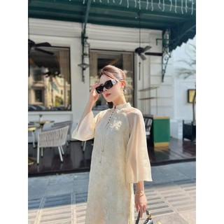 Áo Dài Tơ Kim Tuyến 4 Tà Phối Tay Loe – Sang Trọng, Duyên Dáng, Nữ Tính | Áo dài Phương Linh