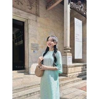 Áo Dài Cách Tân Gấm Cổ Tròn – Sang Trọng, Thanh Lịch, Tôn Dáng | Áo dài Phương Linh