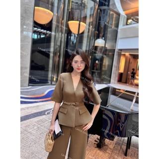 [Pre Order] Set Áo Cổ V & Quần Ống Suông Công Sở Thanh Lịch Chất Liệu Cao Cấp Thoải Mái Tôn Dáng Lavish Design - S1162