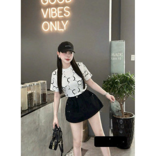 Áo pull nữ cổ tròn hoạ tiết tay cộc chất cotton mềm co giãn 4 chiều mã 850