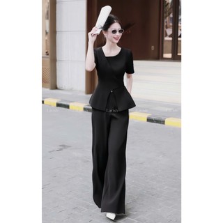 Set Áo Cổ Lệch Eo Chéo Vạt & Quần Ống Suông Công Sở Thanh Lịch Chất Liệu Cao Cấp Lavish Design - S1164