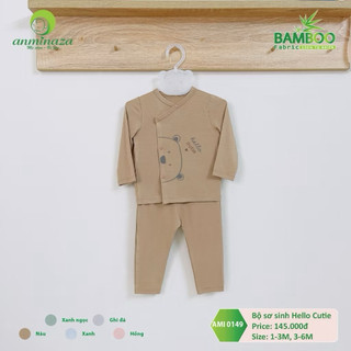 Quần Áo Trẻ Sơ Sinh Dài Tay Anminaza Vải Sợi Tre Mềm Mịn Và Co Dãn - Hàng Chính Hãng AMI0149