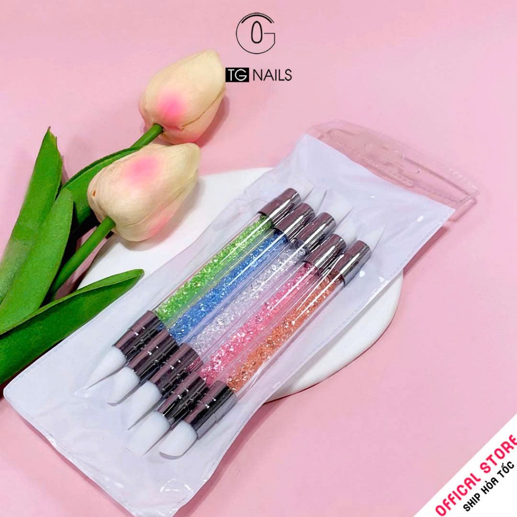 Bộ bút chà tráng gương,dán foil cán đá 5 cây nặn hoa 3D chuyên nghiệp
