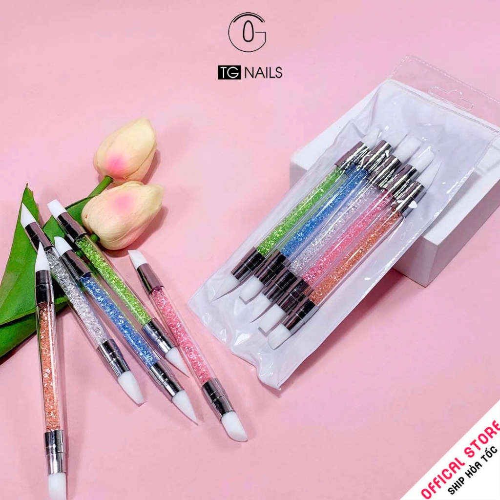 Bộ bút chà tráng gương,dán foil cán đá 5 cây nặn hoa 3D chuyên nghiệp