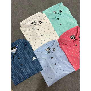 Áo golf polo xanh than phối hoạ tiết sọc co dãn thấm hút tốt