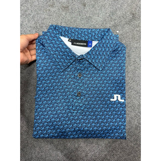 Áo golf polo xanh than phối hoạ tiết sọc co dãn thấm hút tốt
