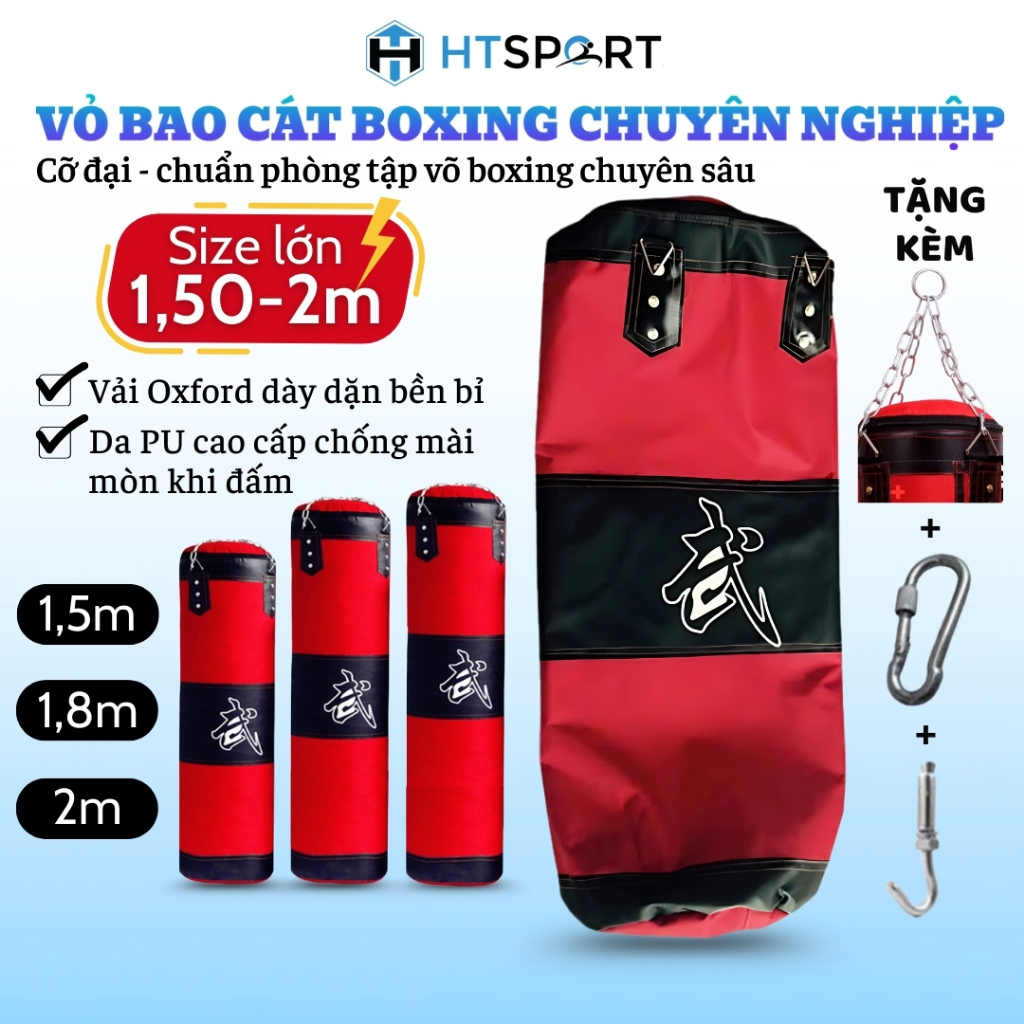 Vỏ Bao Cát Đấm Bốc Tập Võ BOXING 3 Lớp 150CM - 200CM Siêu Bền, Vỏ Bao BOXING