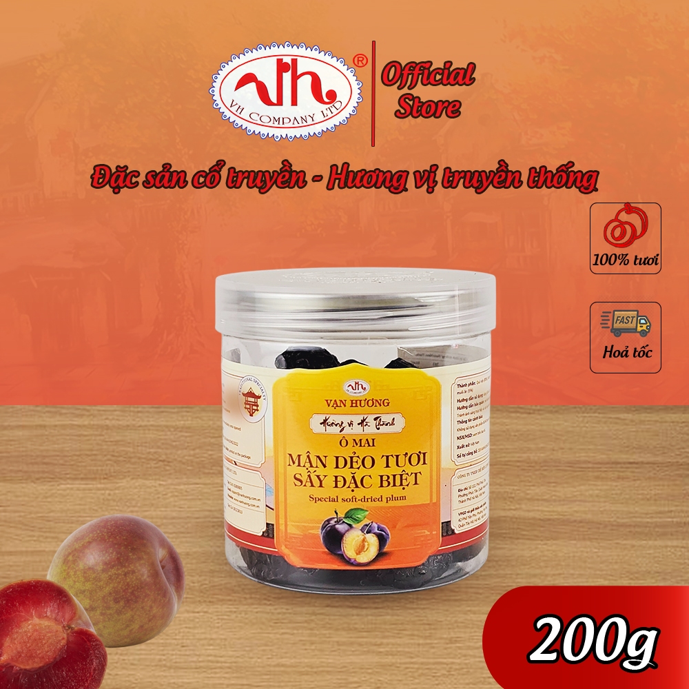 Ô Mai Mận Dẻo Tươi Sấy Đặc Biệt Vạn Hương Chuẩn Vị Truyền Thống hộp (200gr, 350gr)
