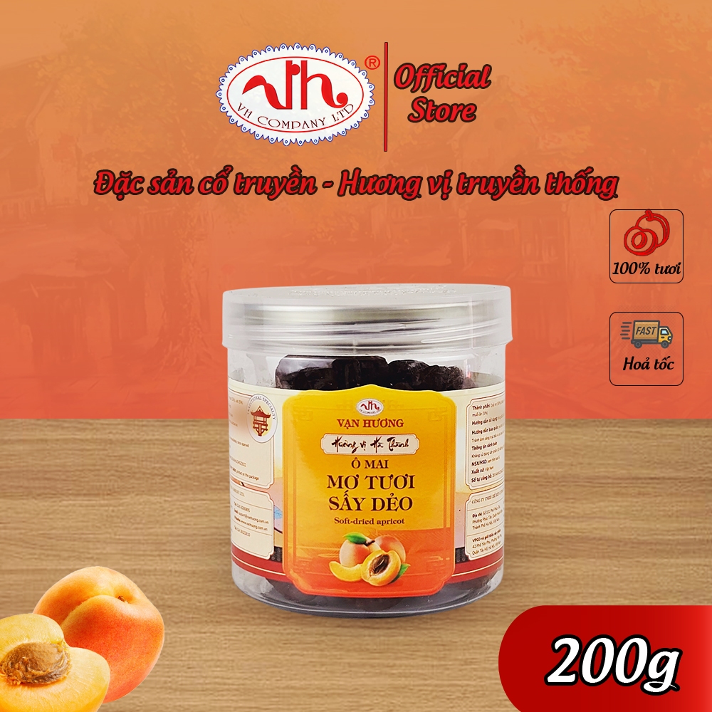 Ô Mai Mơ Tươi Sấy Dẻo Đặc Biệt Vạn Hương Chuẩn Vị Truyền Thống hộp (200gr, 350gr)