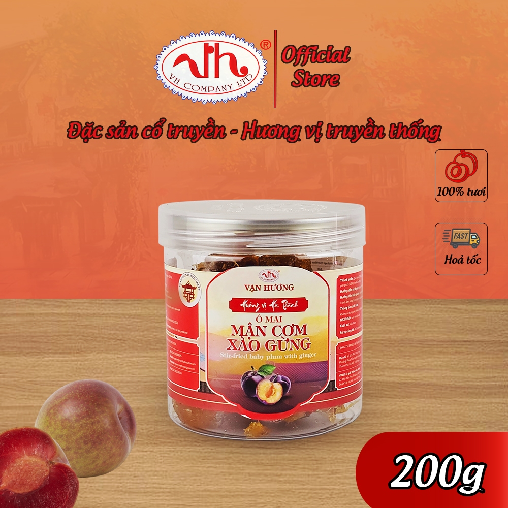 Ô Mai Mận Cơm Xào Gừng Vạn Hương Chuẩn Vị Truyền Thống hộp (200gr, 350gr)