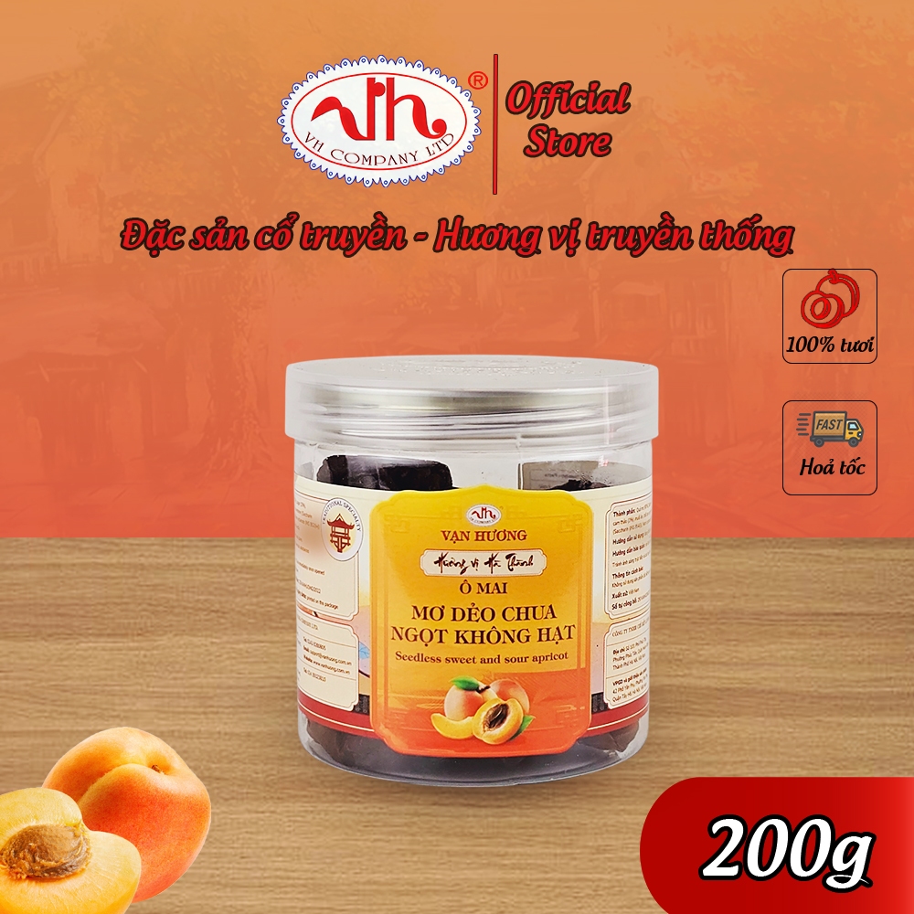 Ô Mai Mơ Dẻo Chua Ngọt Không Hạt Đặc Biệt Vạn Hương Chuẩn Vị Truyền Thống hộp (200gr, 350gr)
