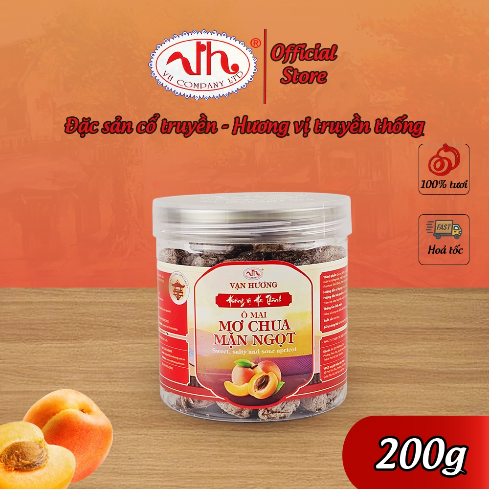 Ô Mai Mơ Chua Mặn Ngọt Vạn Hương Chuẩn Vị Truyền Thống hộp (200gr, 350gr), túi zip (100gr)