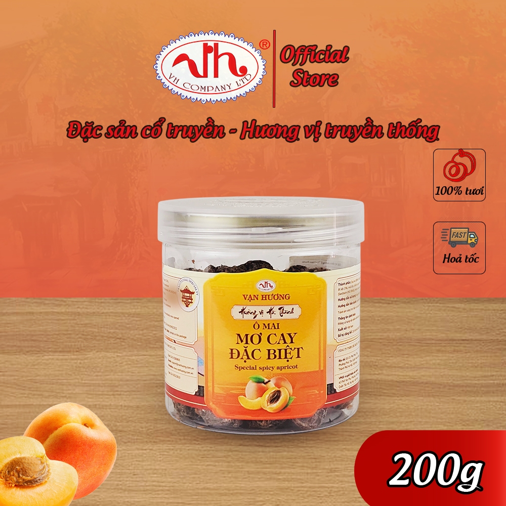 Ô Mai Mơ Cay Đặc Biệt Vạn Hương Chuẩn Vị Truyền Thống hộp (200gr, 350gr)