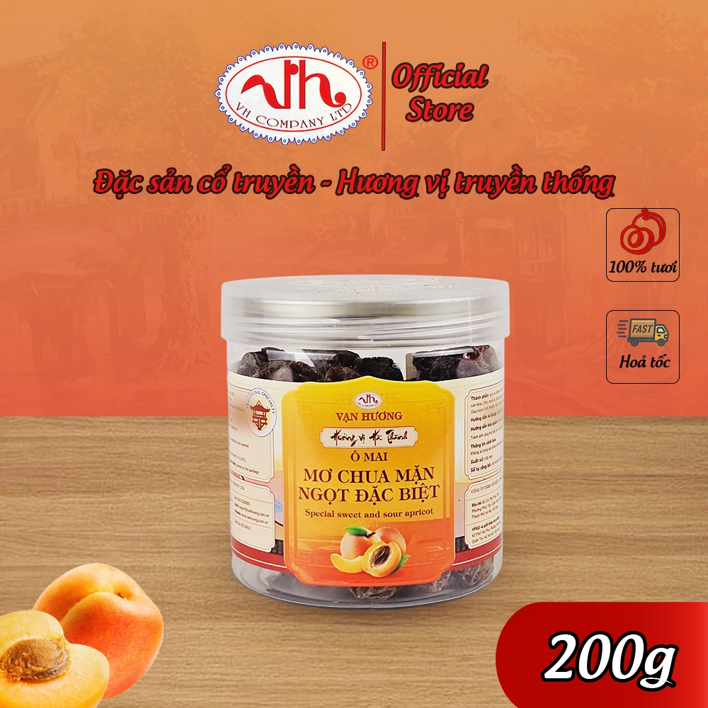 Ô Mai Mơ Chua Mặn Ngọt Đặc Biệt Vạn Hương Chuẩn Vị Truyền Thống hộp (200gr, 350gr)