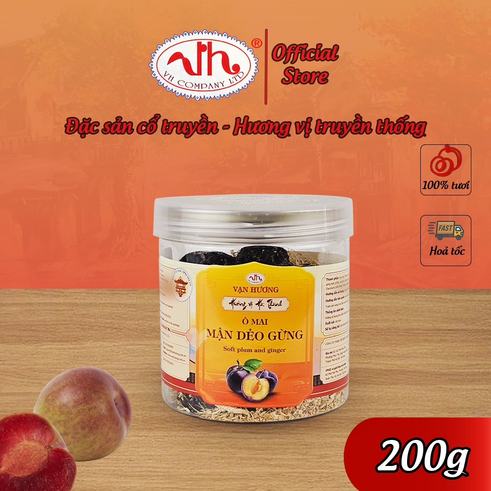 Ô Mai Mận Dẻo Gừng Vạn Hương Chuẩn Vị Truyền Thống hộp (200g, 350g)