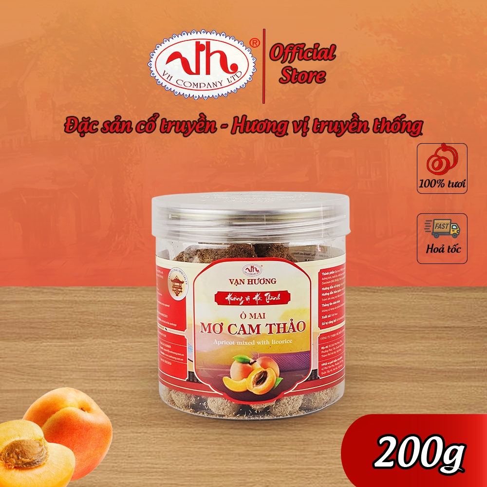 Ô Mai Mơ Cam Thảo Vạn Hương Chuẩn Vị Truyền Thống hộp (200gr, 350gr), túi zip (100gr)