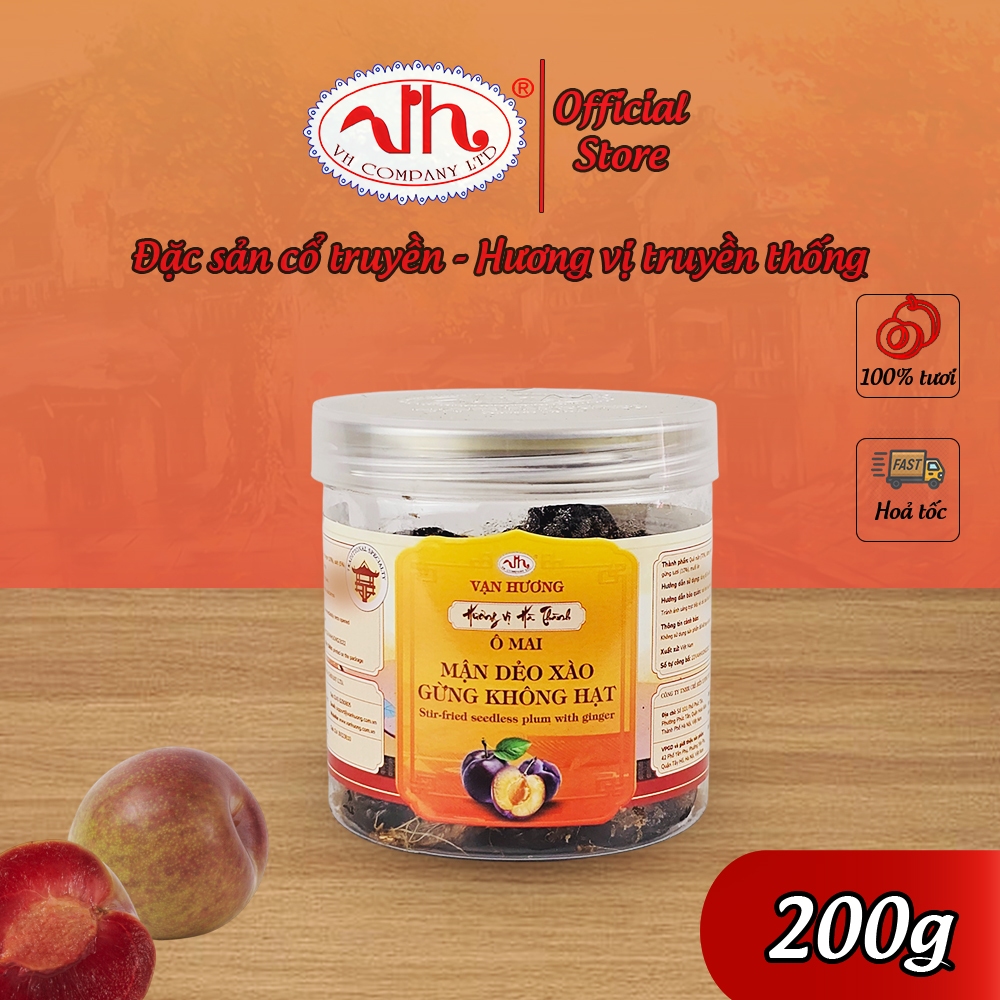 Ô Mai Mận Dẻo Gừng Không Hạt Đặc Biệt Vạn Hương Chuẩn Vị Truyền Thống hộp (200gr, 350gr)