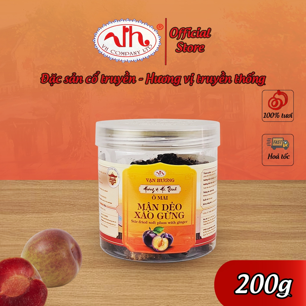 Ô Mai Mận Dẻo Xào Gừng Vạn Hương Chuẩn Vị Truyền Thống hộp (200gr, 350gr)