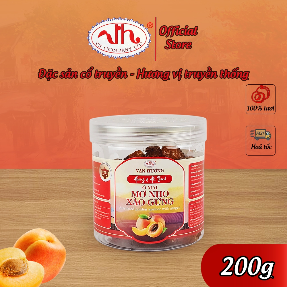 Ô Mai Mơ Nho Xào Gừng Vạn Hương Chuẩn Vị Truyền Thống hộp (350gr, 200gr), túi zip (100gr)
