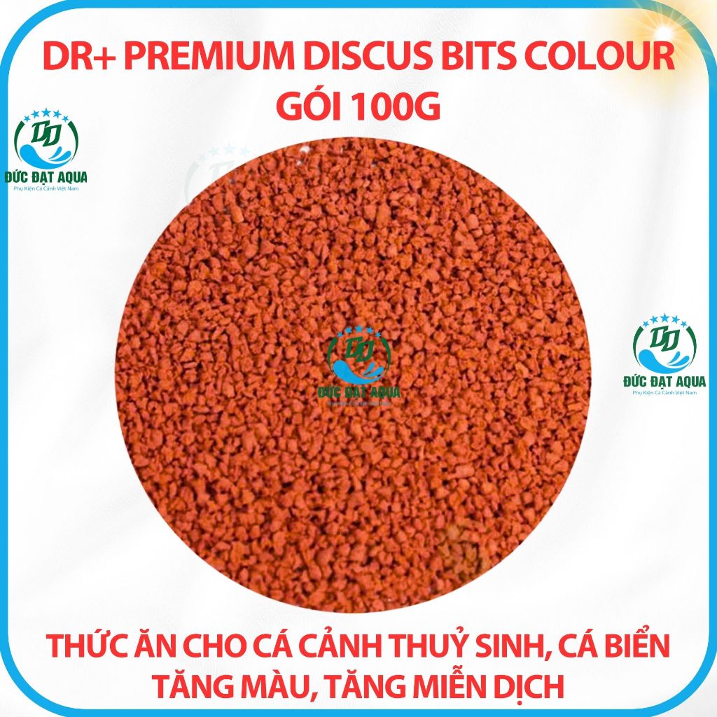 Thức ăn cá cảnh thuỷ sinh, tăng màu, tăng miễn dịch Dr+ Premium Discus Bits Colour gói 100g 2