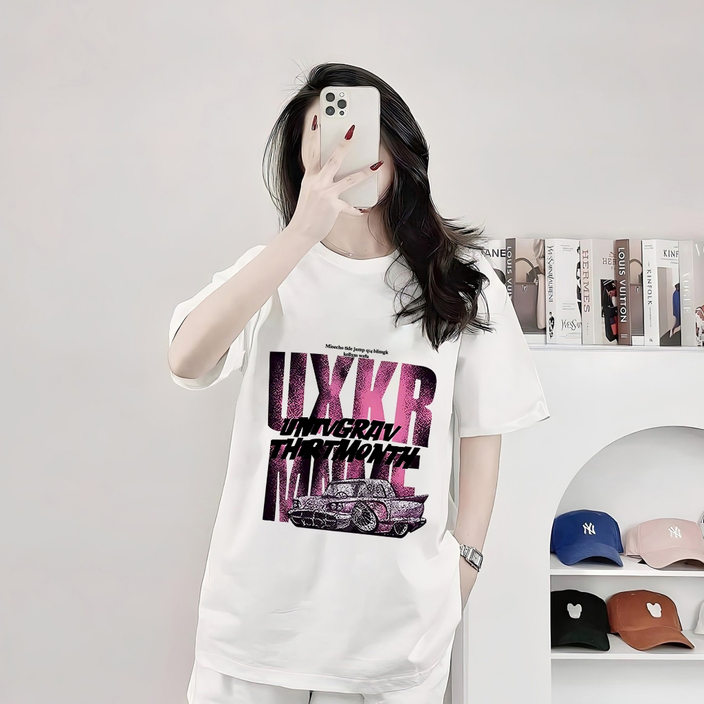 Áo thun trắng đen UXKR 100% cotton co giãn thấm hút mồ hôi 40-100kg form suông Unisex Basetee