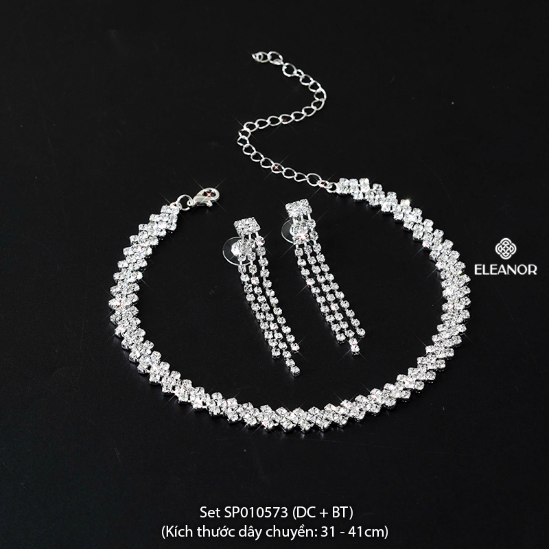 Dây chuyền bông tai nữ Eleanor Accessories bộ trang sức đính đá cô dâu phụ kiện trang sức 8848