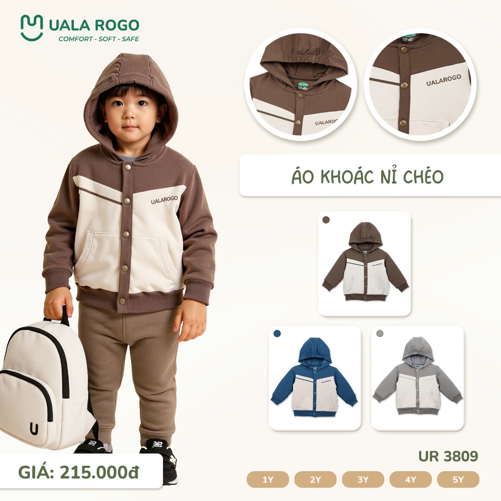 (9-22kg) Áo Khoác Nỉ, Áo Khoác Gió Hoạ Tiết Đáng Yêu Uala UR3664 UR3809 UR3889 UR3886 UR3676