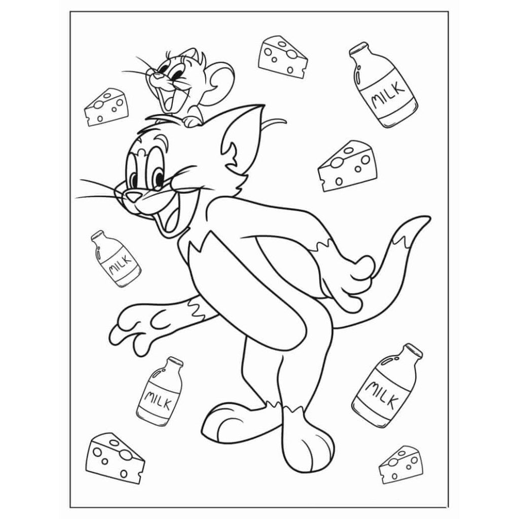 20 tranh tô màu Tom and Jerry (Mực và giấy chính hãng - an toàn cho bé)