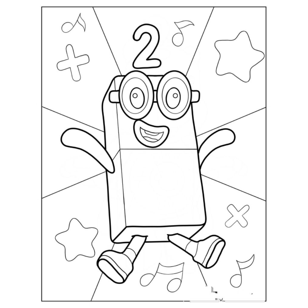 20 tranh tô màu Numberblocks (Mực và giấy chính hãng - an toàn cho bé)
