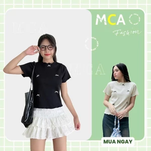 Áo Baby Tee Viền Bèo MCA Kiểu Đính Nơ XInh Xắn A51048