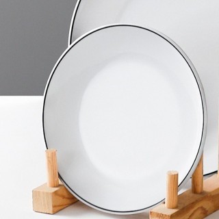 Đĩa Phíp ( Melamine A5 )  Trắng Viền Đen – Phong Cách Bắc Âu Cổ Điển Sang Trọng 8112