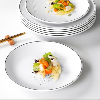 Đĩa Phíp ( Melamine A5 )  Trắng Viền Đen – Phong Cách Bắc Âu Cổ Điển Sang Trọng  8110