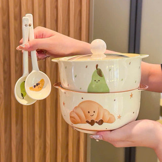 Nồi sứ kèm thìa đũa hoạ tiết siêu mới siêu đáng yêu