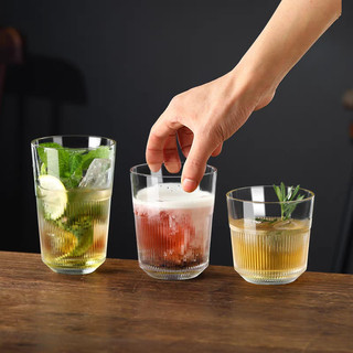 Bộ 6 Ly thủy tinh 250/310/360ml, cốc thủy tinh đáy sọc chịu nhiệt uống cafe, nước ép, soda, trà sữa