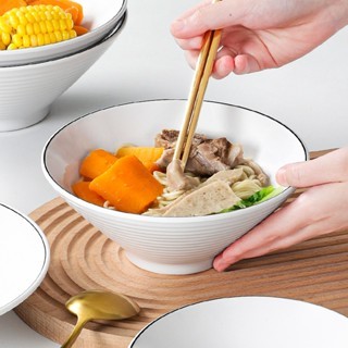 Bát  Phíp ( Melamine A5 )  Trắng Viền Đen – Phong Cách Bắc Âu Cổ Điển Sang Trọng  007A400